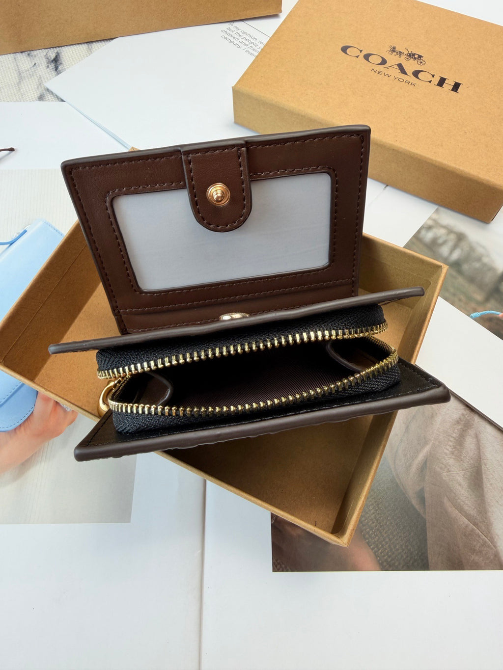Monogram Cat Print Compact Wallet & Card Holder