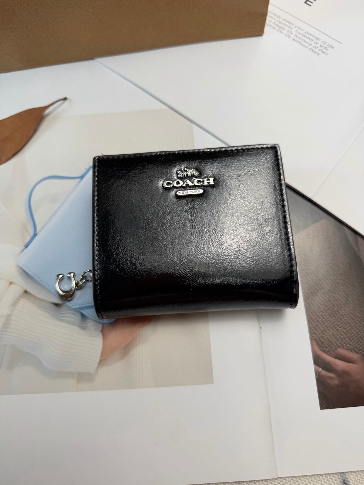 Monogram Cat Print Compact Wallet & Card Holder