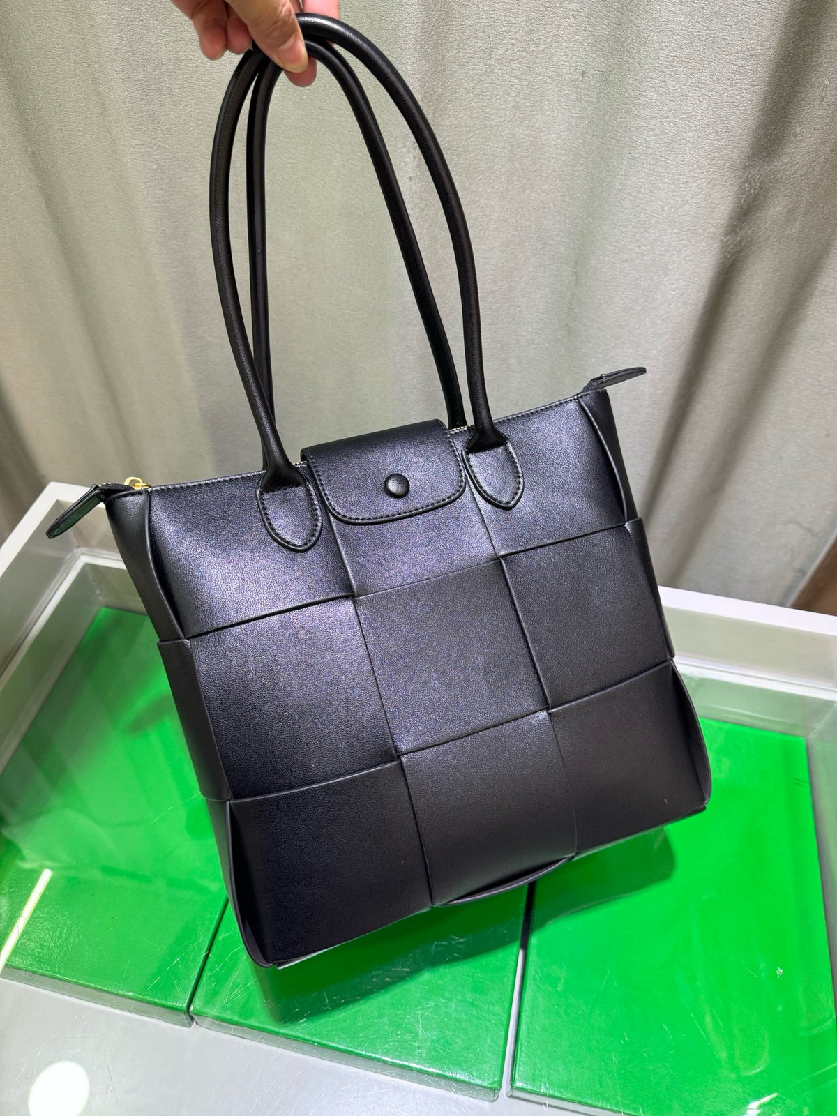 Woven Leather Tote Bag – Structured Everyday Work Bag