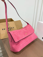 Vibrant Suede Flap Shoulder Bag – Classic Underarm Purse