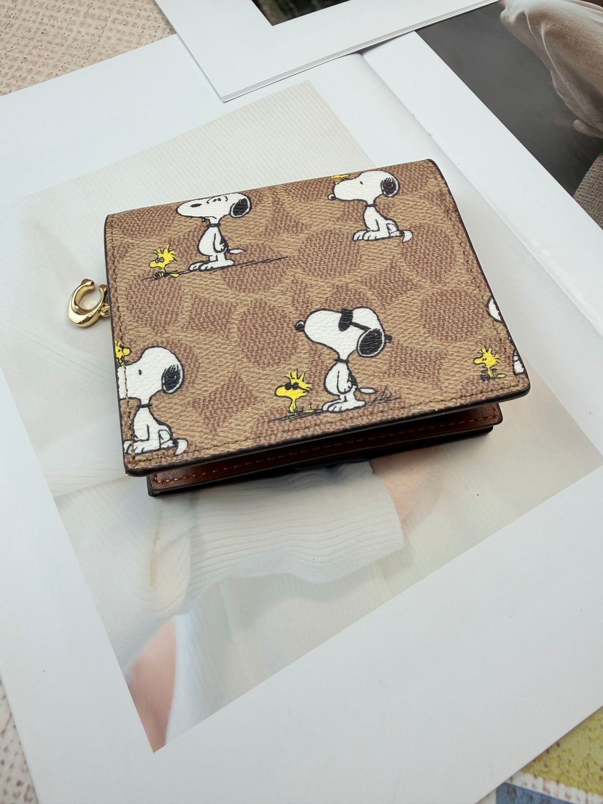 Monogram Cat Print Compact Wallet & Card Holder