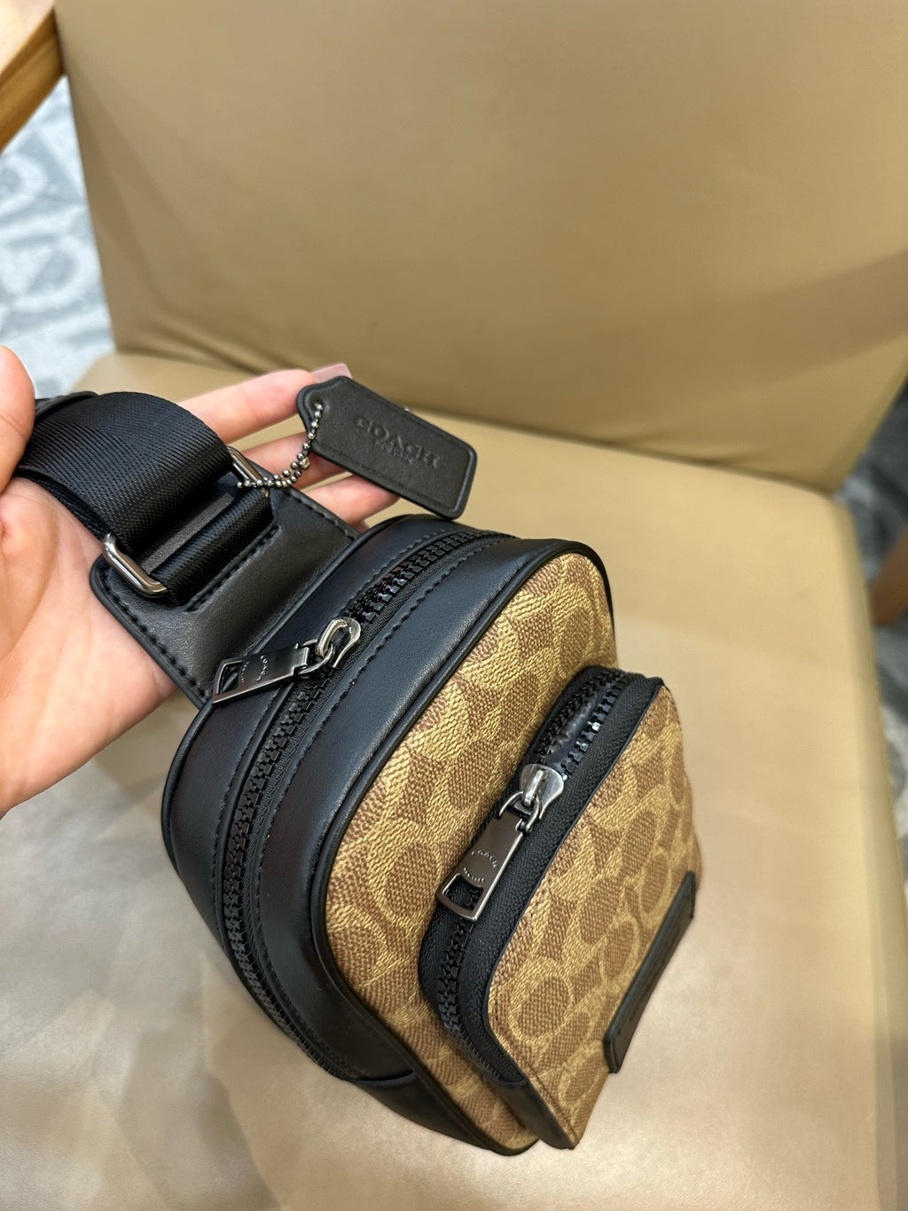 Signature Monogram Leather Sling Crossbody Bag