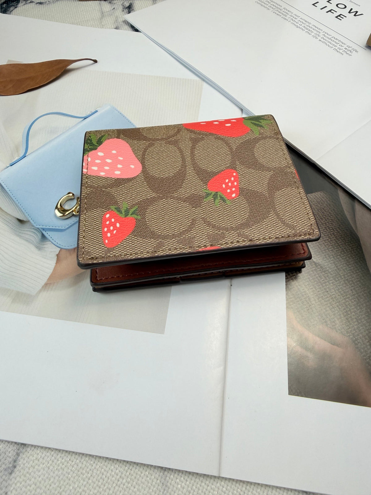 Monogram Cat Print Compact Wallet & Card Holder