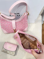3-Piece Monogram Canvas Shoulder Bag & Wallet Set