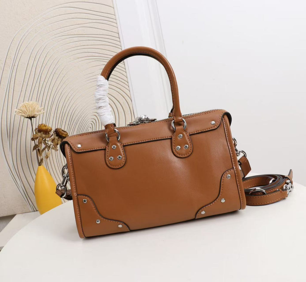 Structured Satchel Handbag with Top Handle and Crossbody Strap