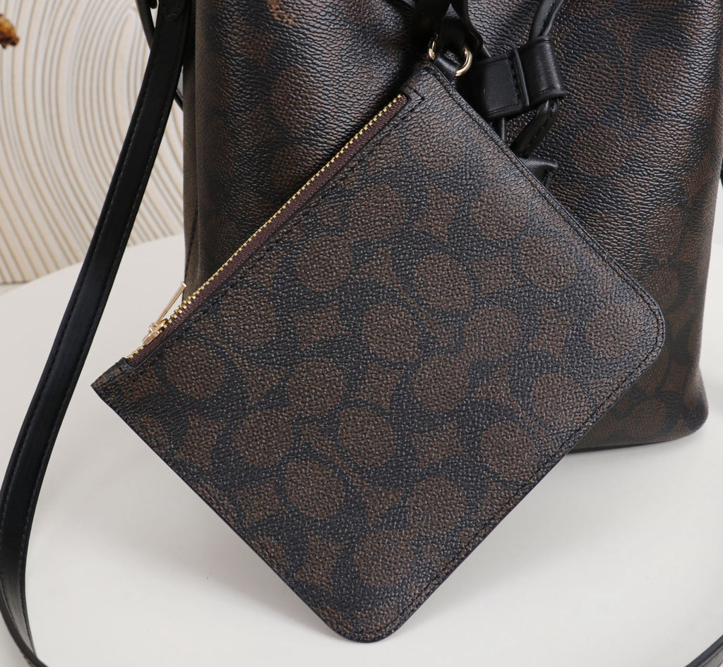 Signature Monogram Drawstring Bucket Bag | Crossbody & Shoulder Edition