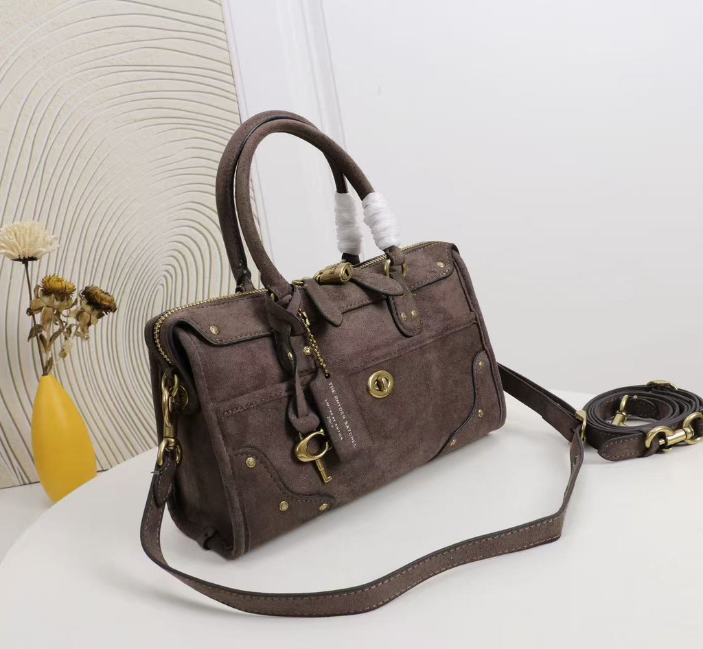 Structured Satchel Handbag with Top Handle and Crossbody Strap