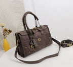 Structured Satchel Handbag with Top Handle and Crossbody Strap