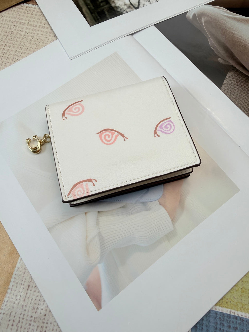 Monogram Cat Print Compact Wallet & Card Holder