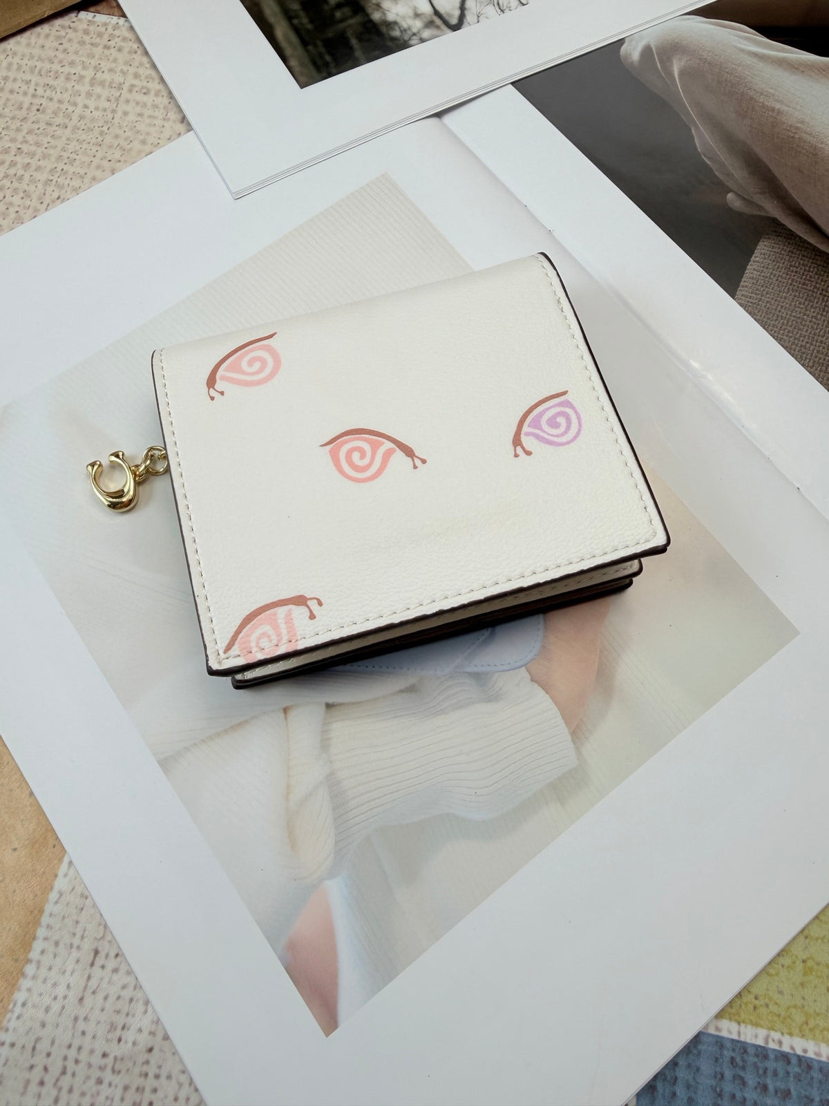 Monogram Cat Print Compact Wallet & Card Holder