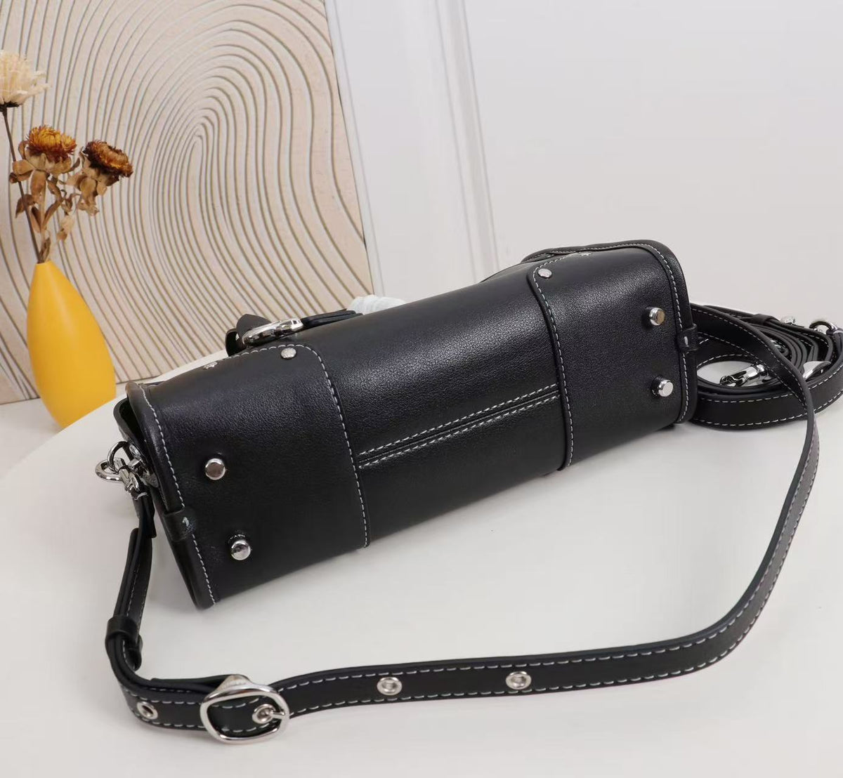 Structured Satchel Handbag with Top Handle and Crossbody Strap