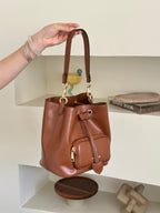 Soft Leather Drawstring Bucket Bag – Everyday Shoulder Bag