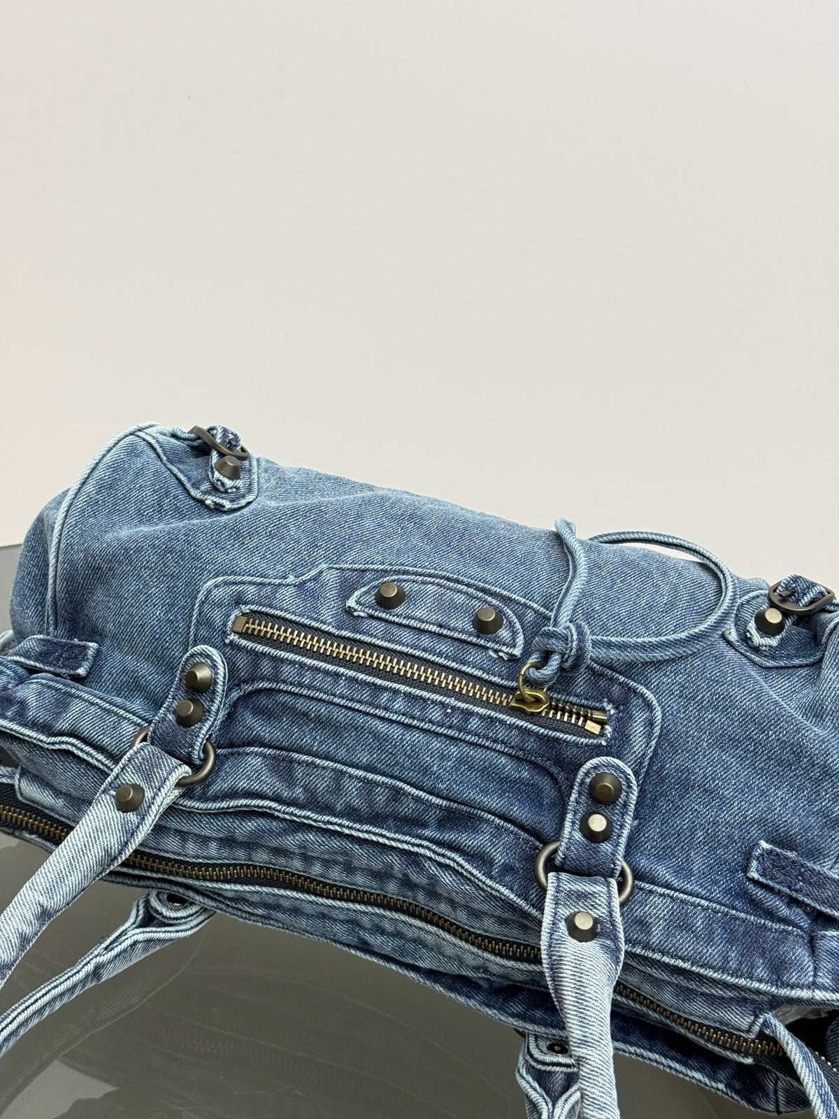 Vintage Washed Denim Baguette Bag – Fringe Shoulder Bag