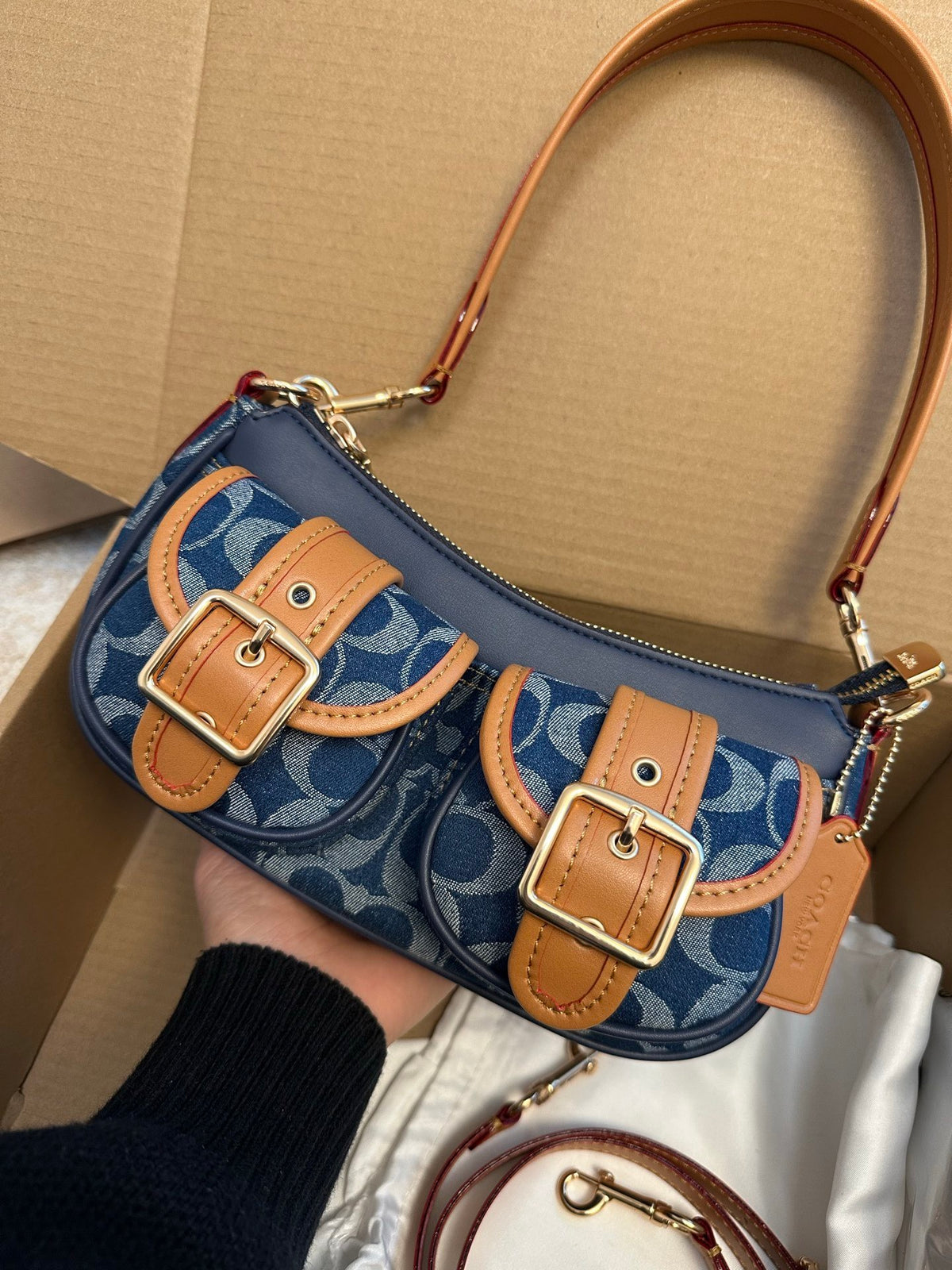 Vintage-Inspired Signature Monogram Baguette Shoulder Bag