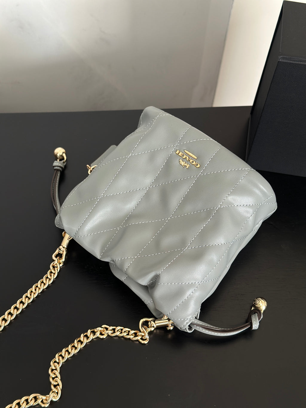Women's Faye Leather Mini Drawstring Bucket Crossbody Bag