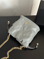 Women's Faye Leather Mini Drawstring Bucket Crossbody Bag