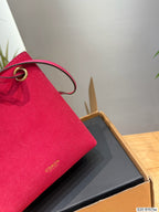 Textured Suede Drawstring Bucket Bag – Petite Leather Shoulder Bag