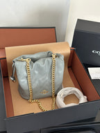 Women's Faye Leather Mini Drawstring Bucket Crossbody Bag