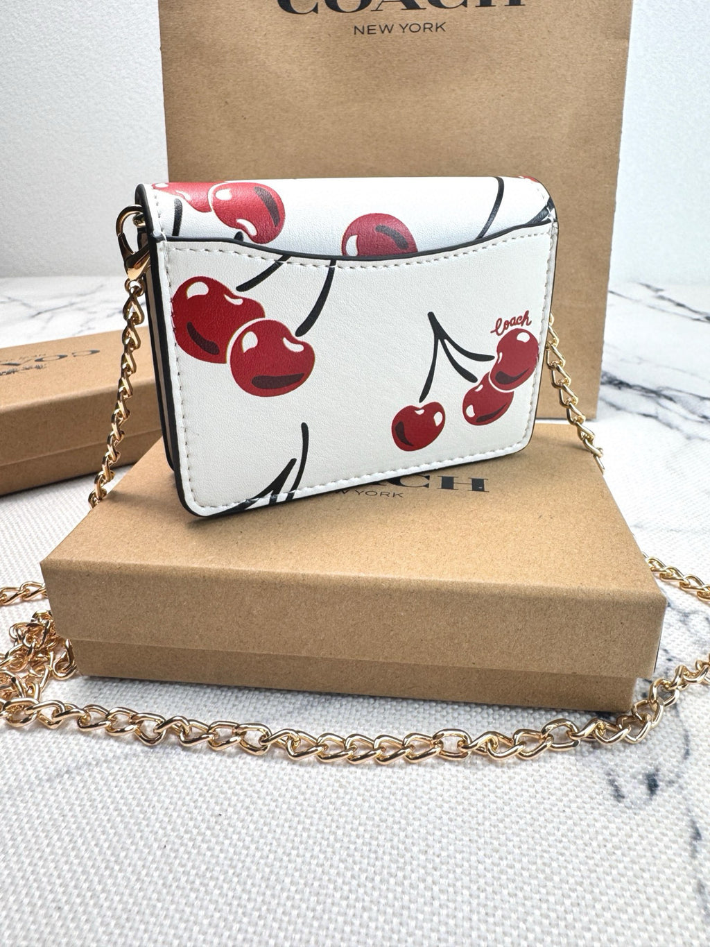 Floral Cherry Print Chain Wallet