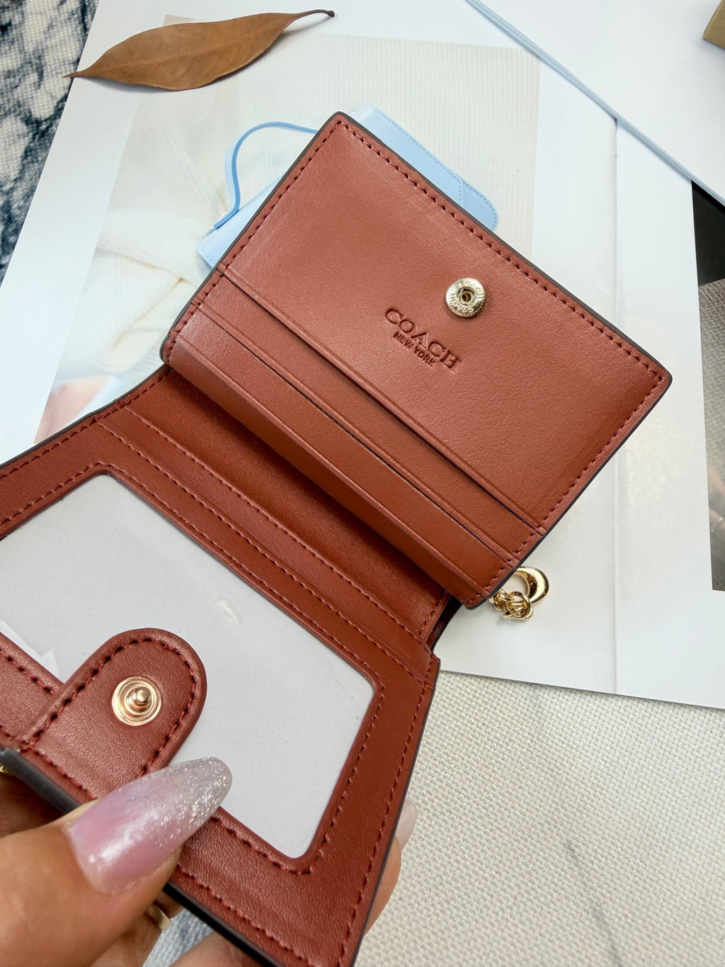 Monogram Cat Print Compact Wallet & Card Holder