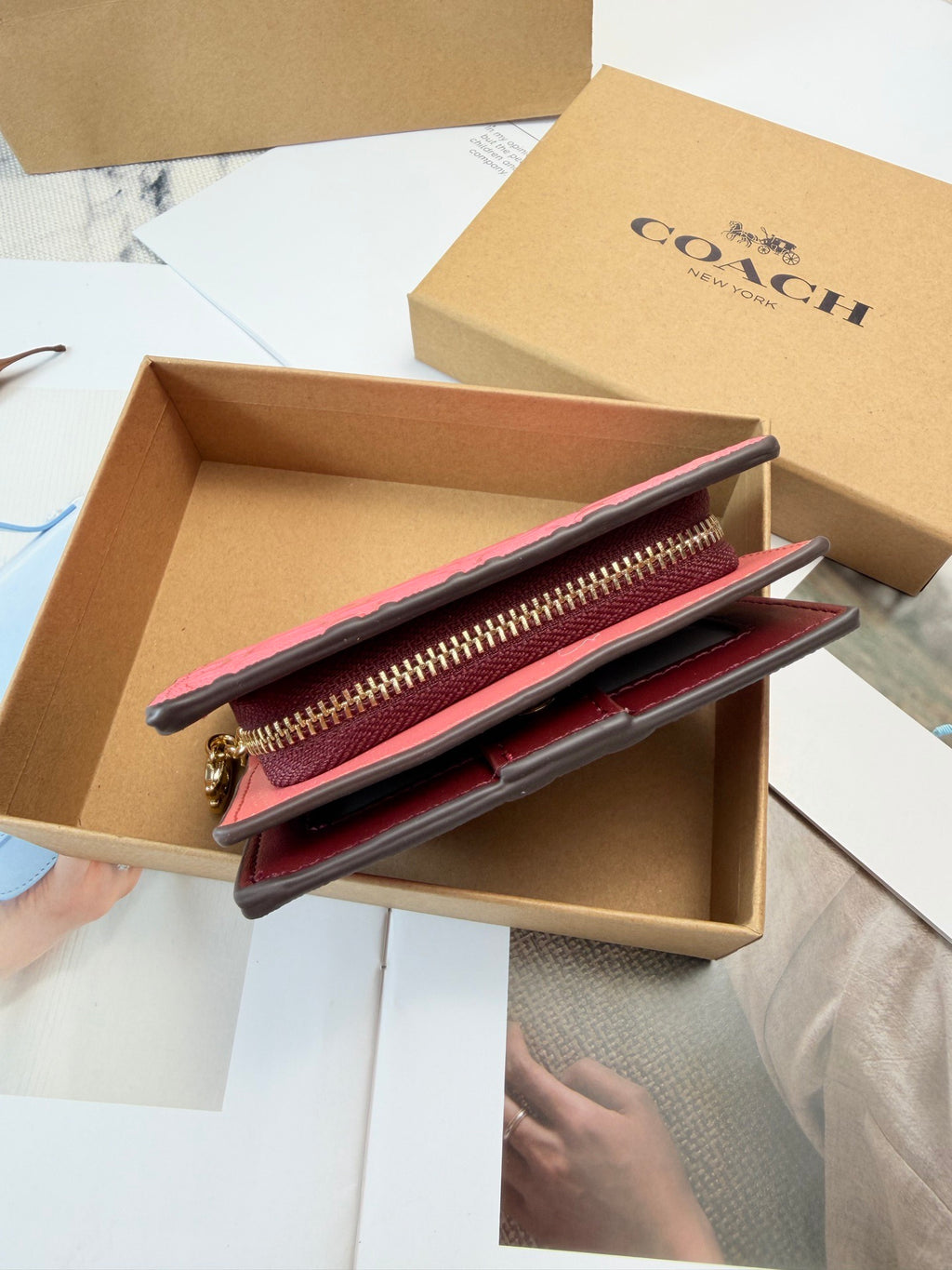 Monogram Cat Print Compact Wallet & Card Holder