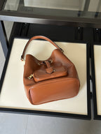 Soft Leather Drawstring Bucket Bag – Everyday Shoulder Bag