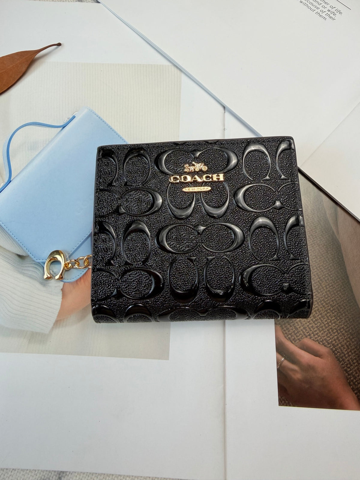 Monogram Cat Print Compact Wallet & Card Holder