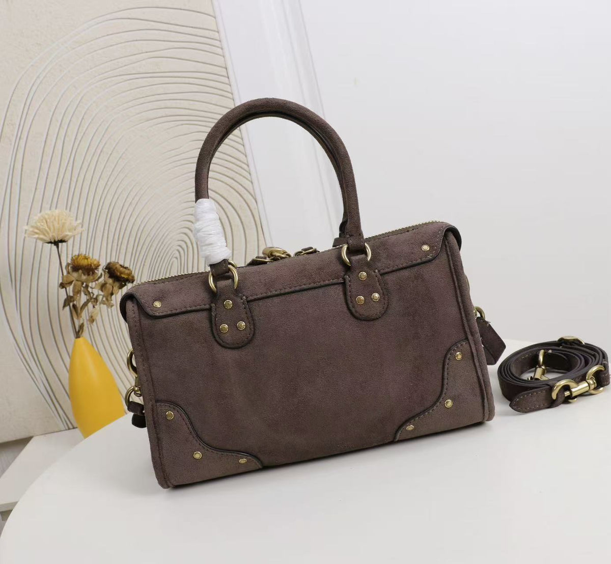 Structured Satchel Handbag with Top Handle and Crossbody Strap