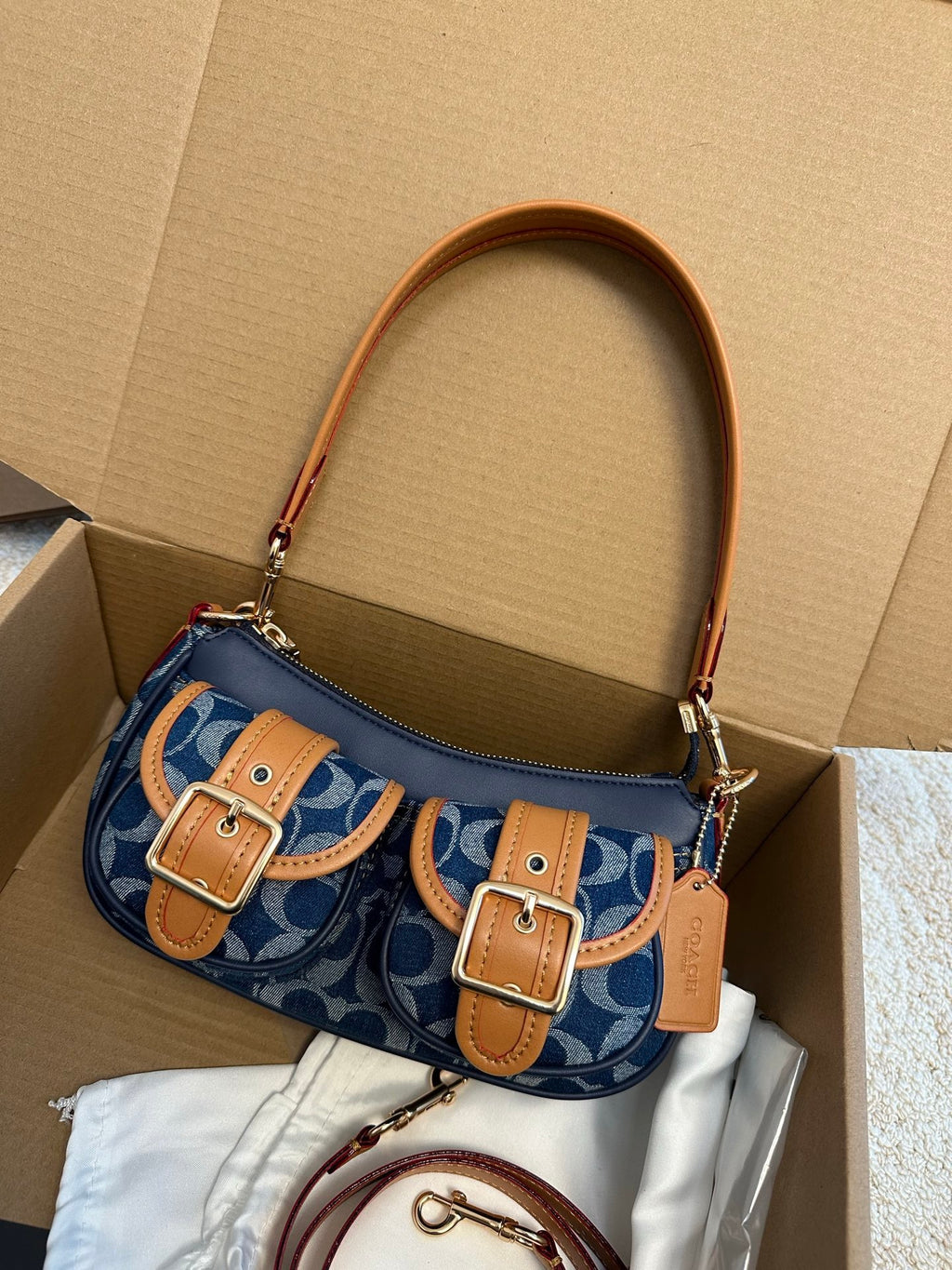 Vintage-Inspired Signature Monogram Baguette Shoulder Bag