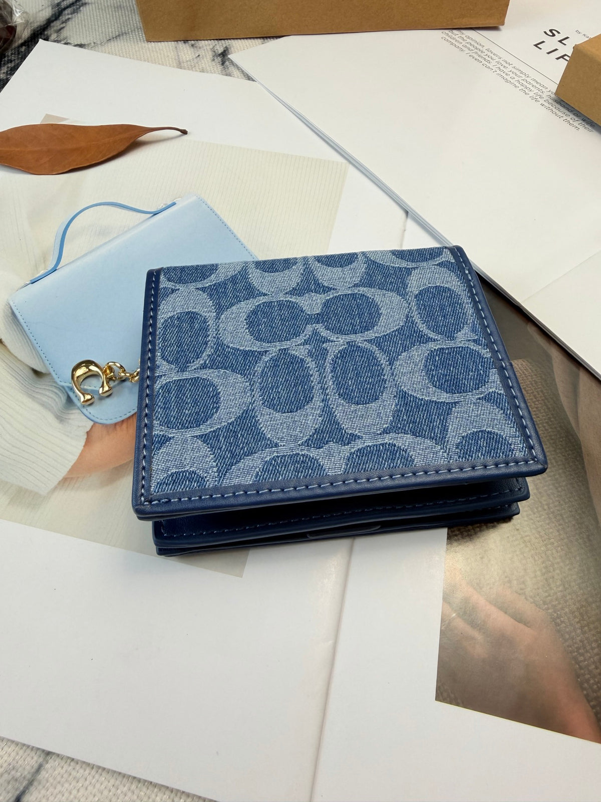 Monogram Cat Print Compact Wallet & Card Holder